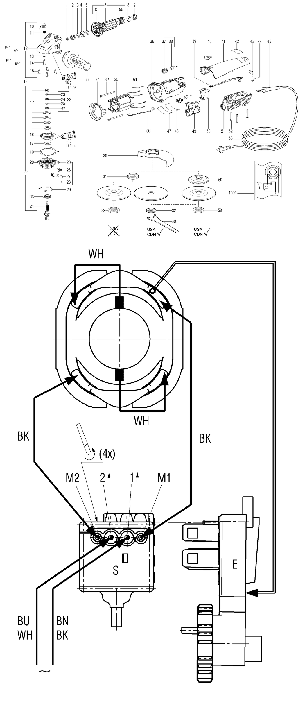 Metabo WE 14-150 Quick / 00160000 / EU 230V Spare Parts