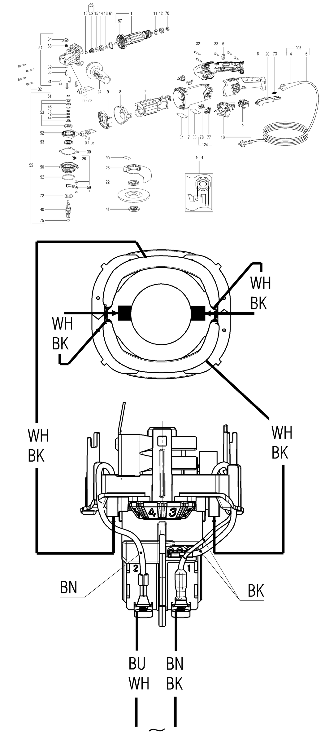 Metabo WE 17-125 Quick RT / 01086000 / EU 230V Spare Parts