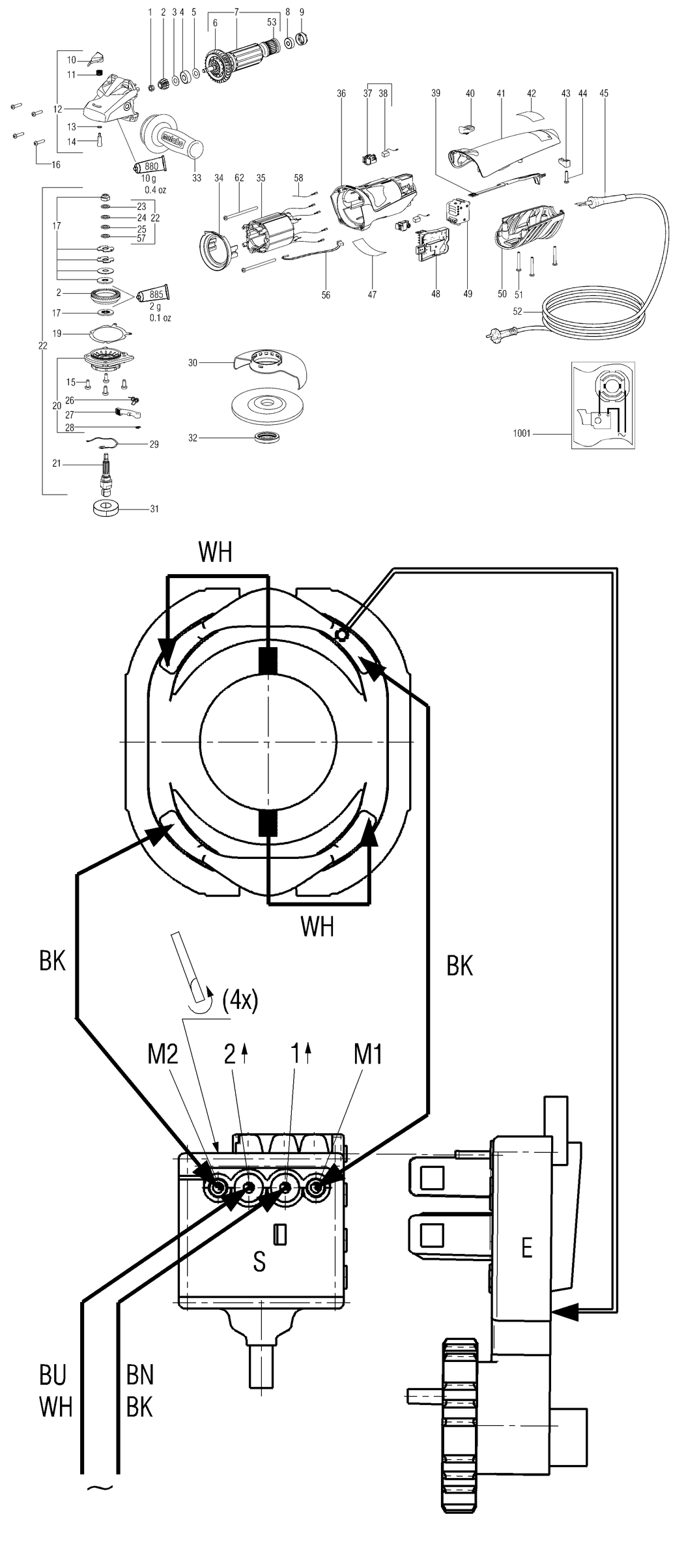 Metabo WEA 14-125 Quick / 00377000 / EU 230V Spare Parts