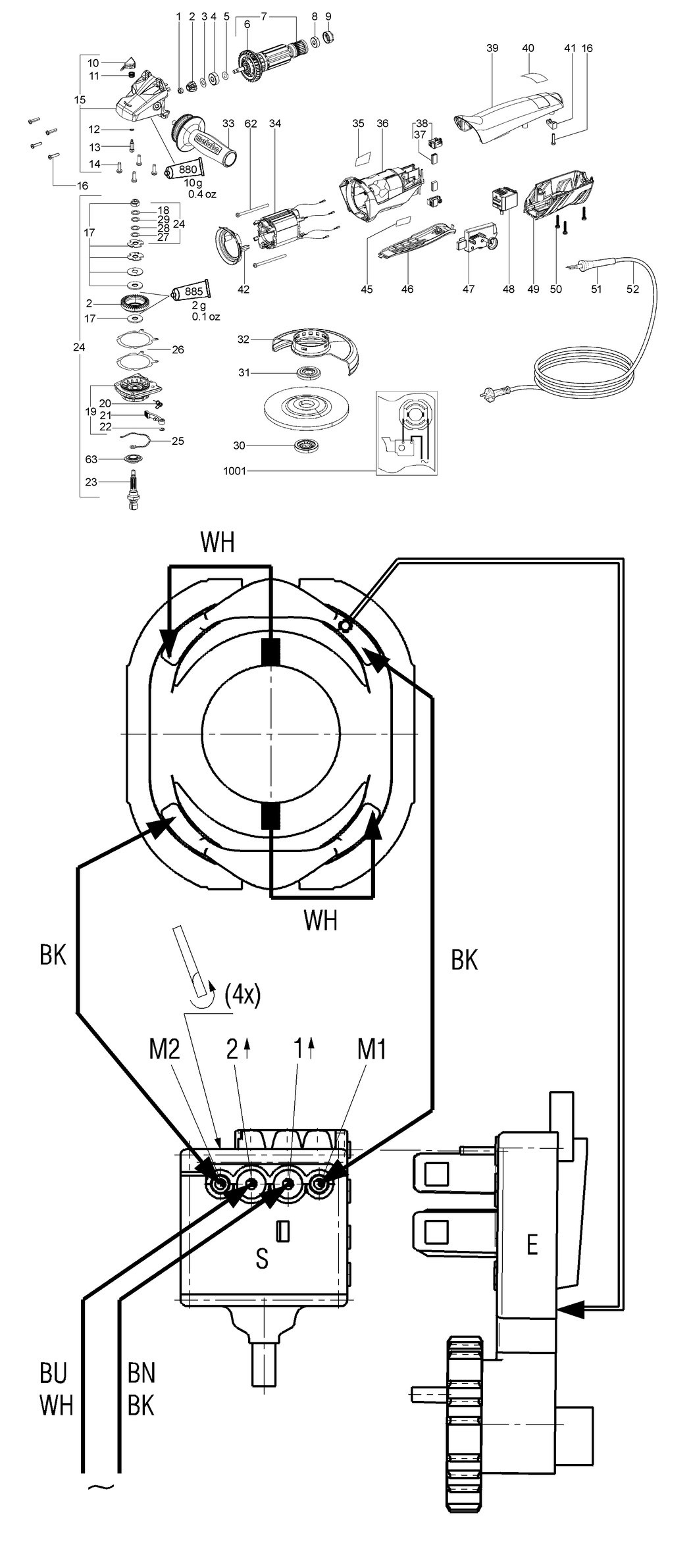 Metabo WEP14-125 QuickProtect / 00289000 / EU 230V Spare Parts