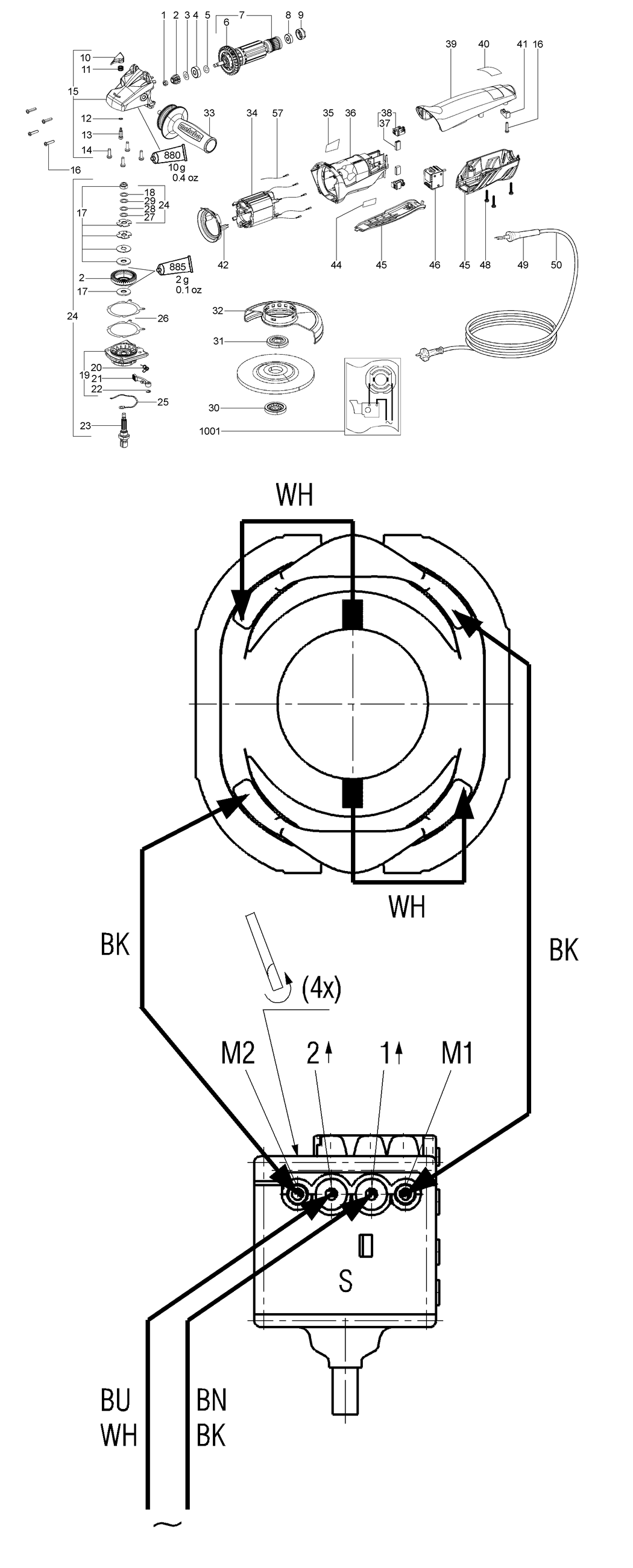 Metabo WP 11-125 QuickProtect / 00279000 / EU 230V Spare Parts