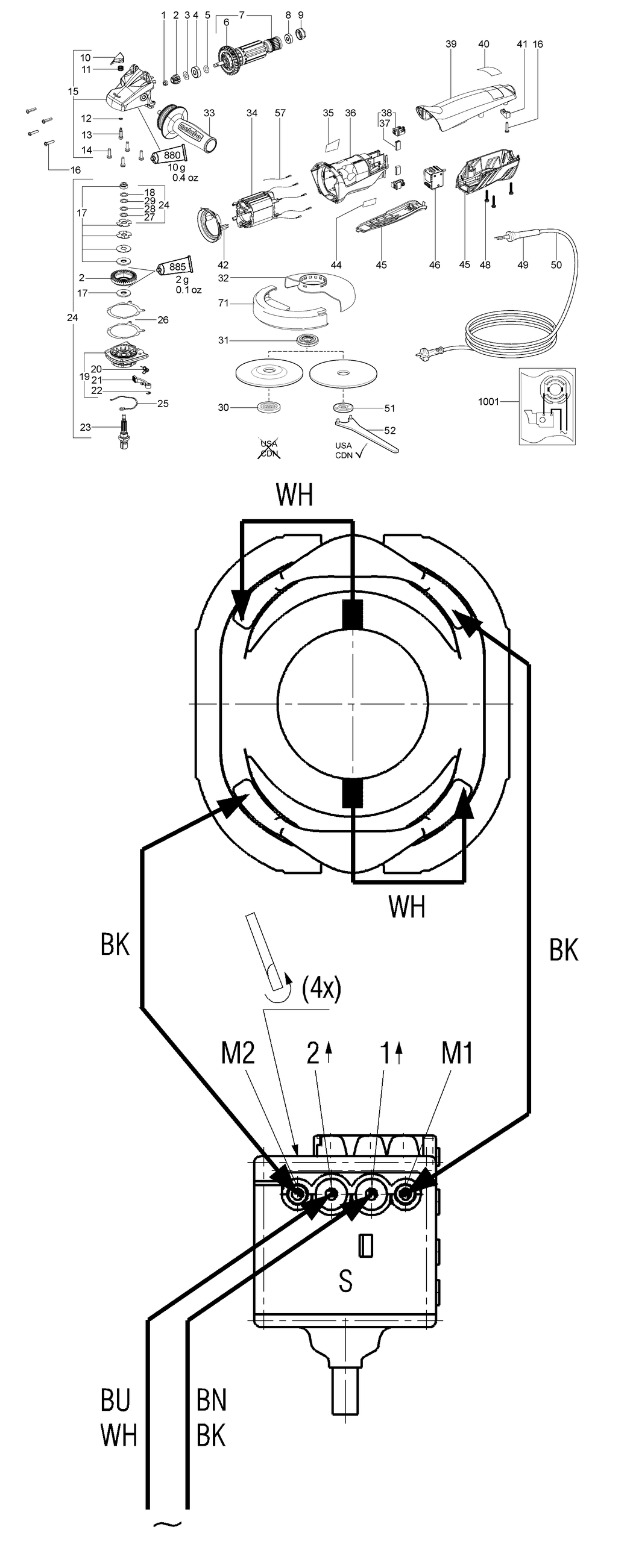 Metabo WP 11-150 QuickProtect / 00280000 / EU 230V Spare Parts