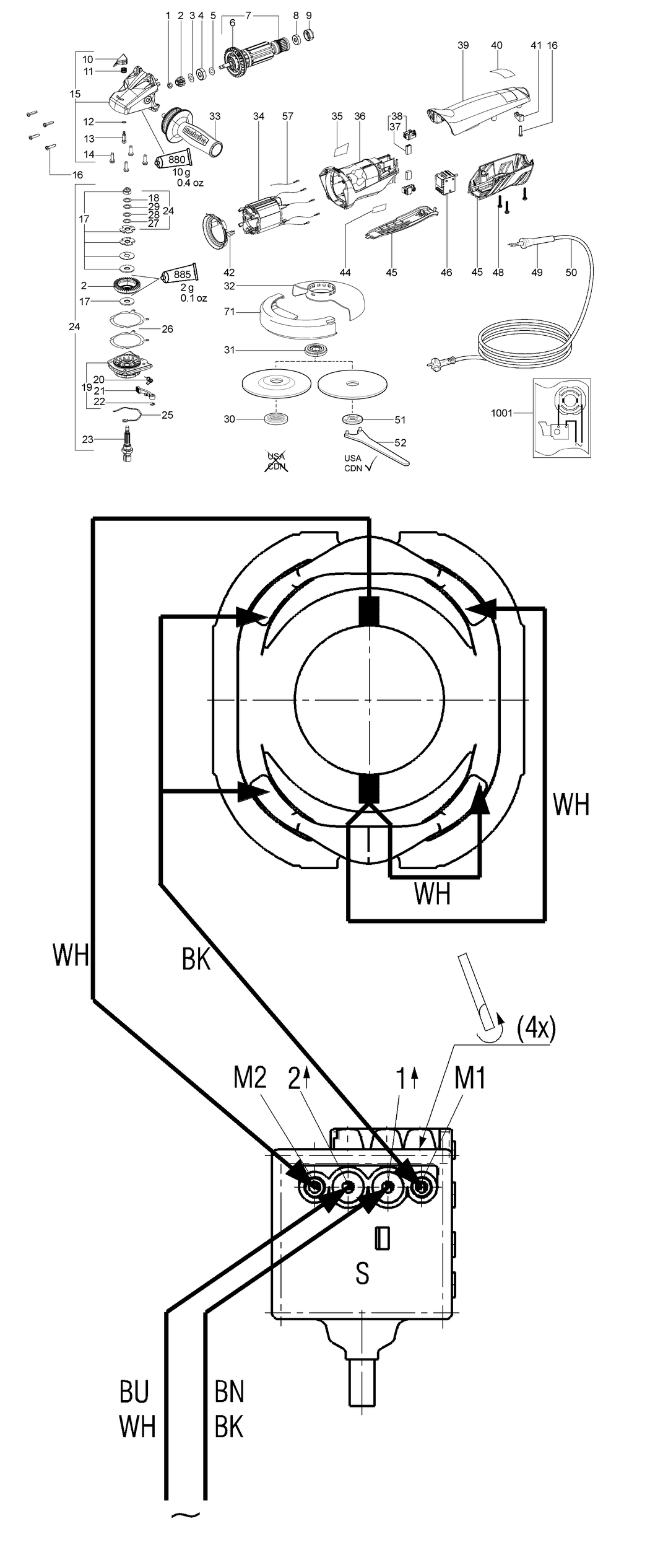 Metabo WP 11-150 QuickProtect / 00280420 / US 120V Spare Parts