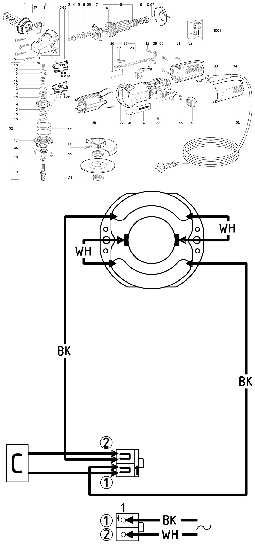 Metabo WQ 1000 / 20035420 / US 120V Spare Parts