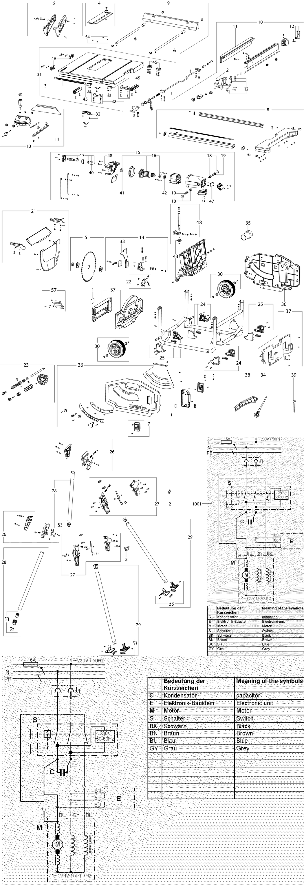 Metabo TS 254 / 00668181 / CH 230V Spare Parts