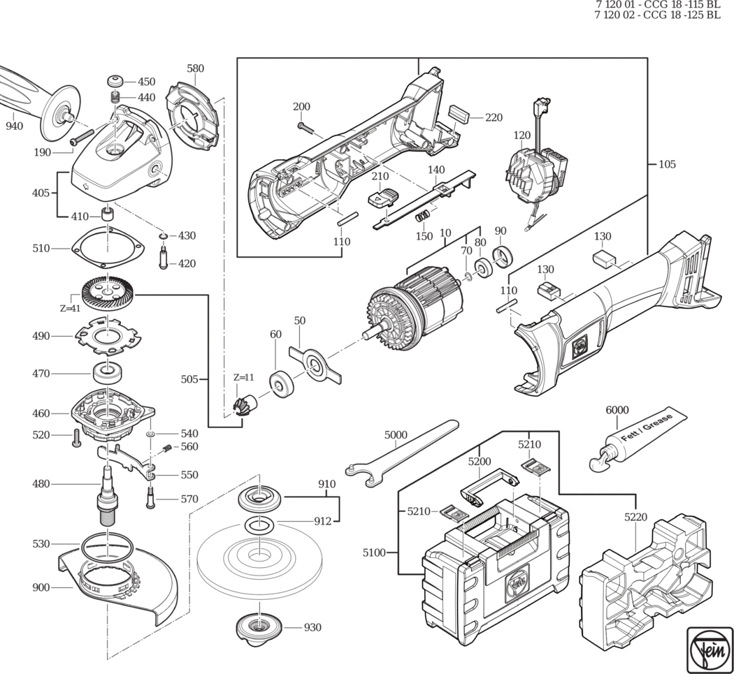 Fein CCG 18-115 BL ⠘V) / 71200100940 Spare Parts