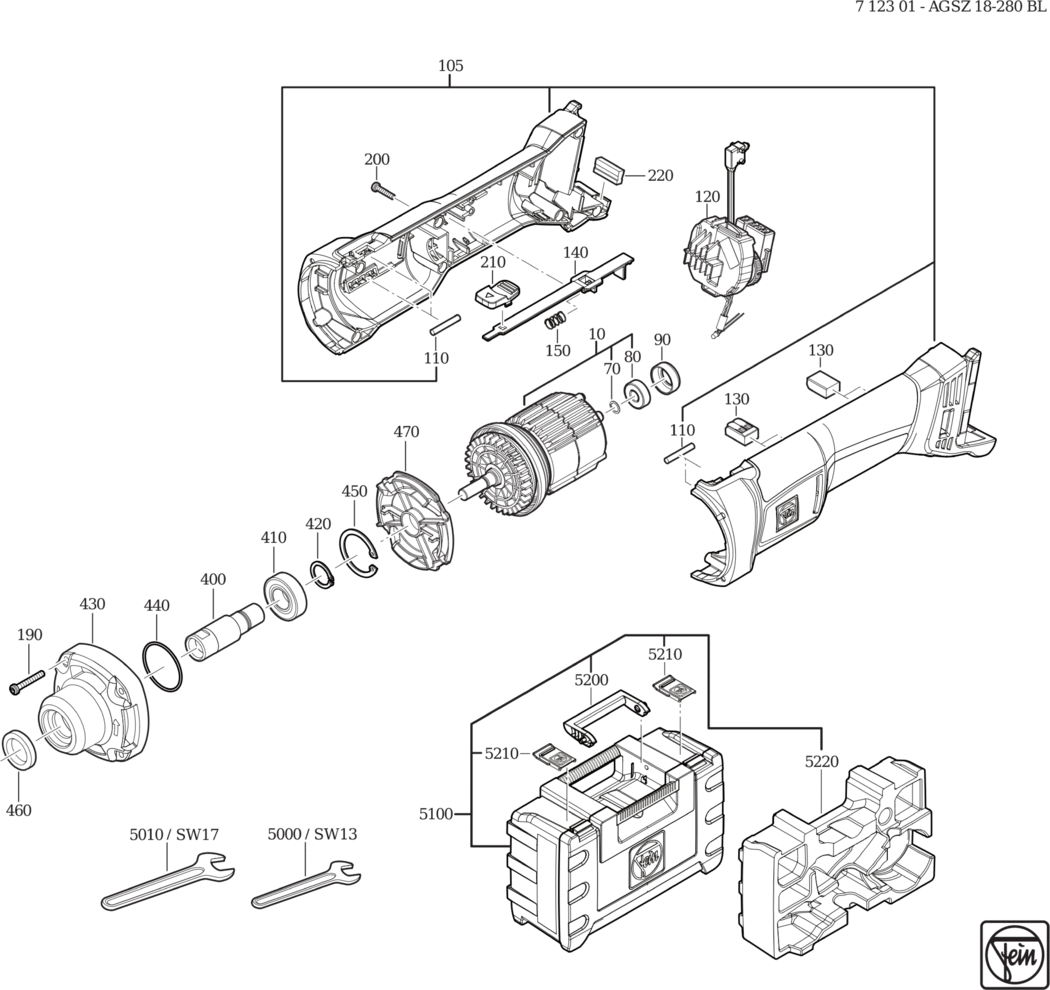 Fein AGSZ 18-280 BL ⠘V) / 71230100940 Spare Parts