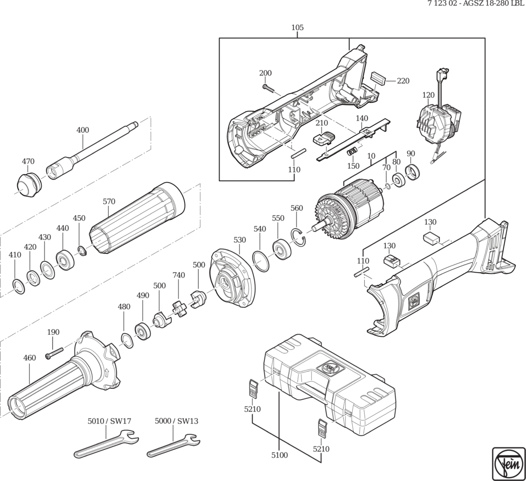 Fein AGSZ 18-280 LBL ⠘V) / 71230200940 Spare Parts