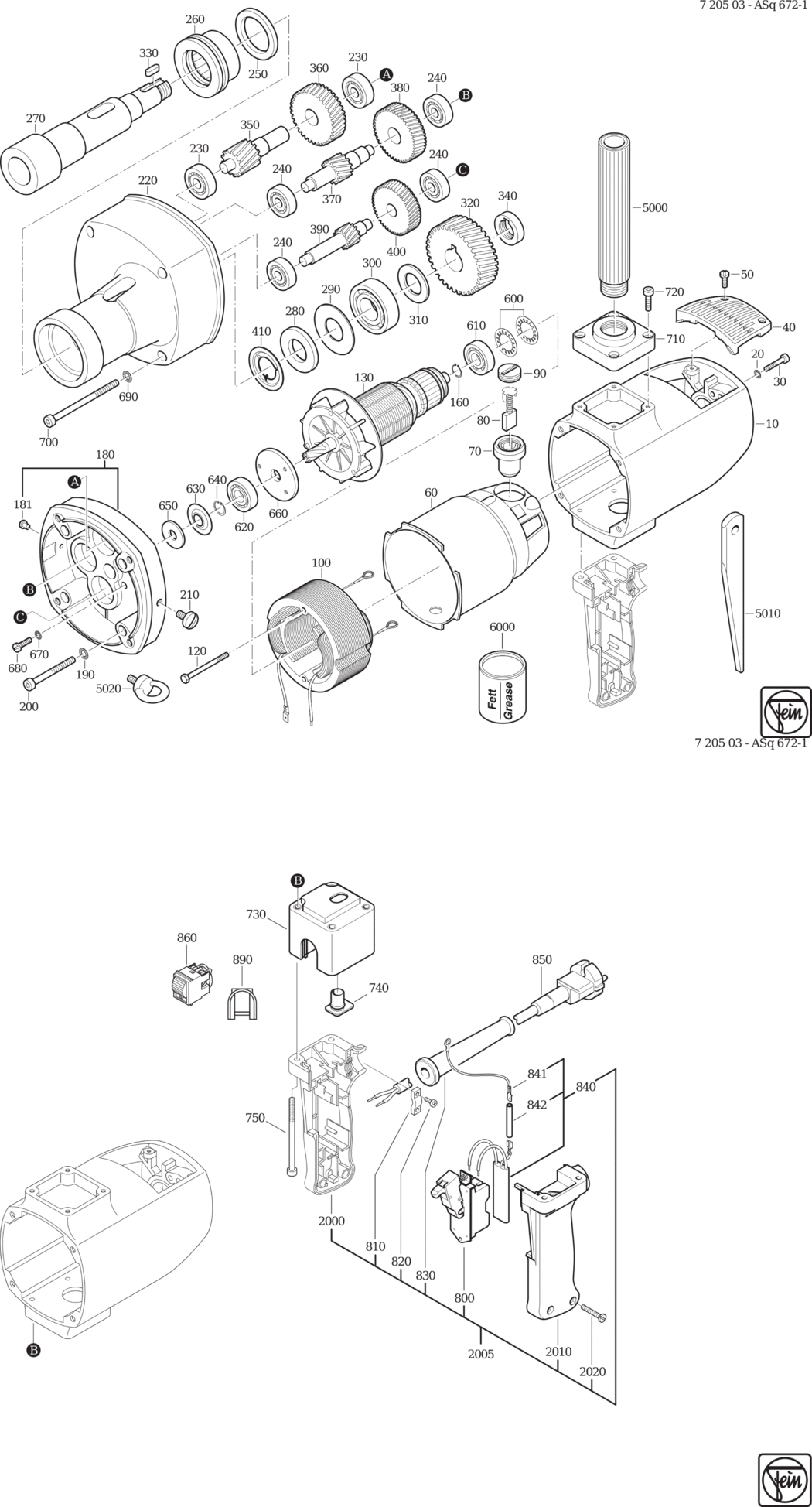 Fein ASq 672-1 ⡐/60Hz 220/230V) / 72050300220 Spare Parts