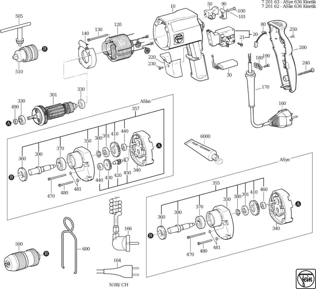 Fein ASye 636 ⡐/60Hz 220/230V) / 72016300228 Spare Parts