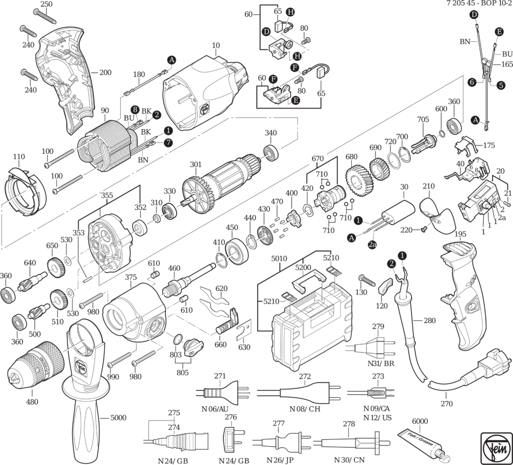 Fein BOP 10-2 ⡐/60Hz 110/120V) / 72054524110 Spare Parts