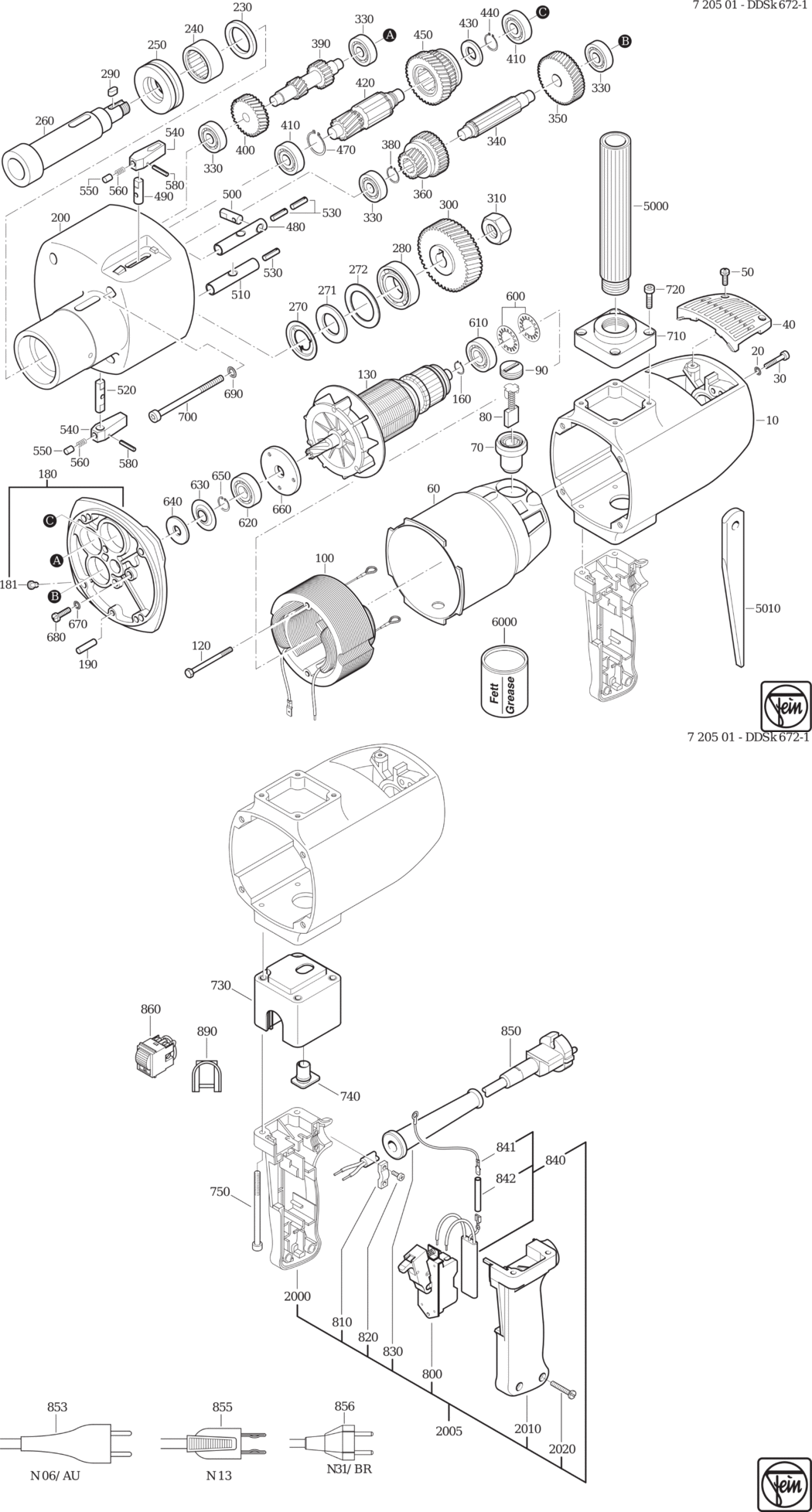 Fein DDSk 672-1 ⡐/60Hz 220/230V) / 72050100228 Spare Parts