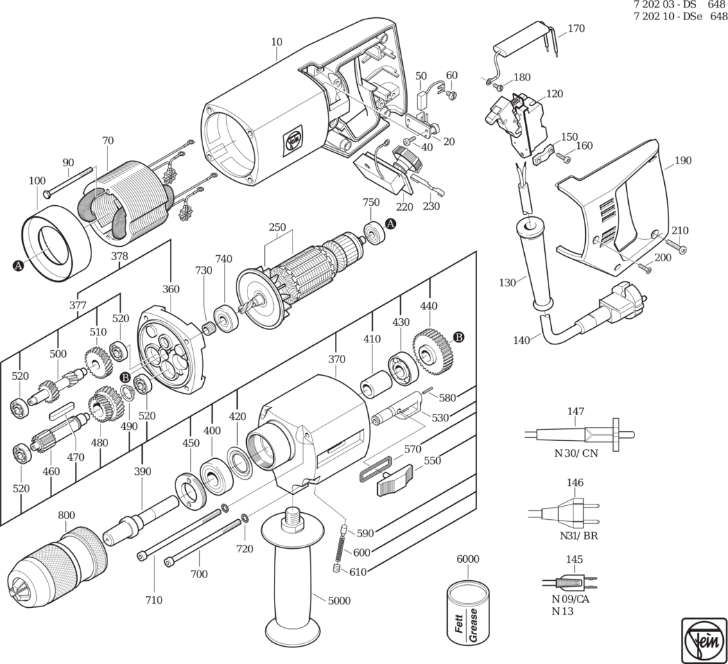 Fein DS 648 ⡐/60Hz 220/230V) / 72020300224 Spare Parts