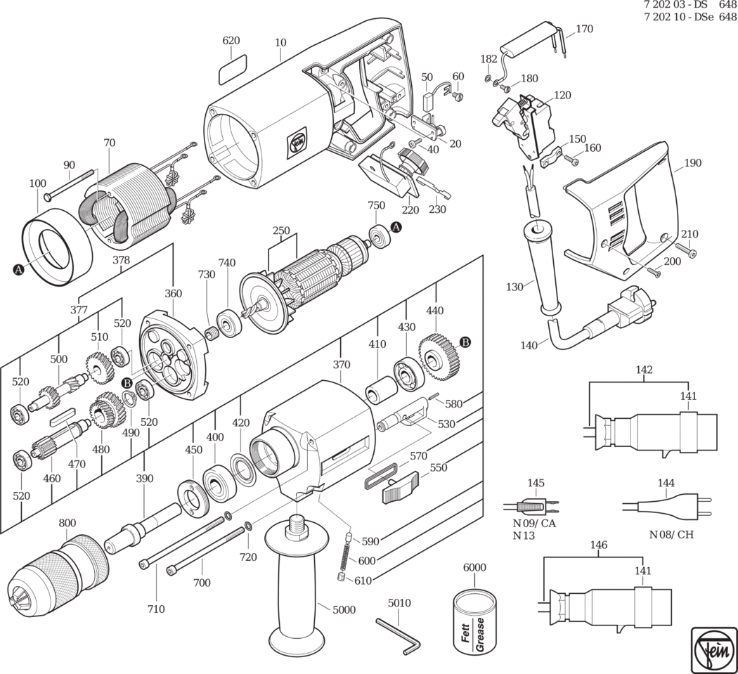 Fein DS 648 ⡐Hz 110V) / 72020300114 Spare Parts