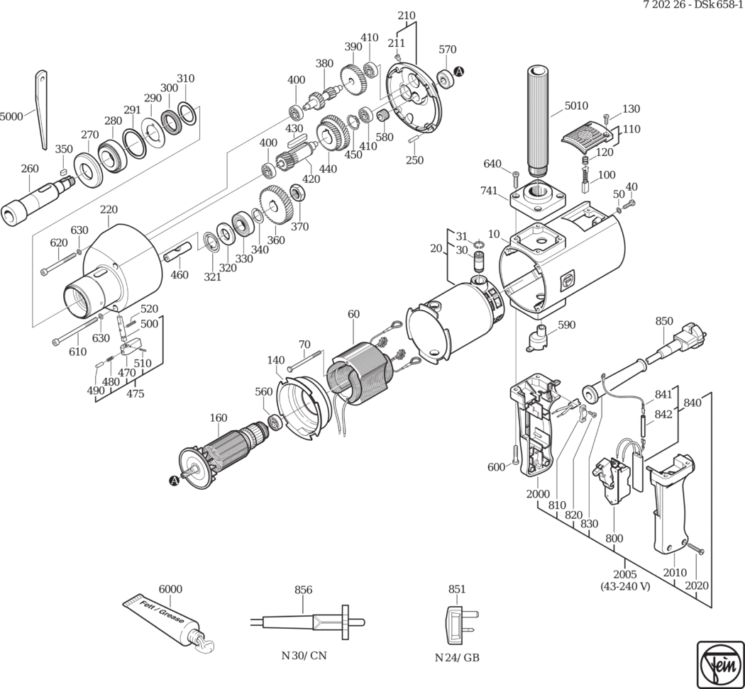 Fein DSk 658-1 ⡐/60Hz 220/230V) / 72022600222 Spare Parts