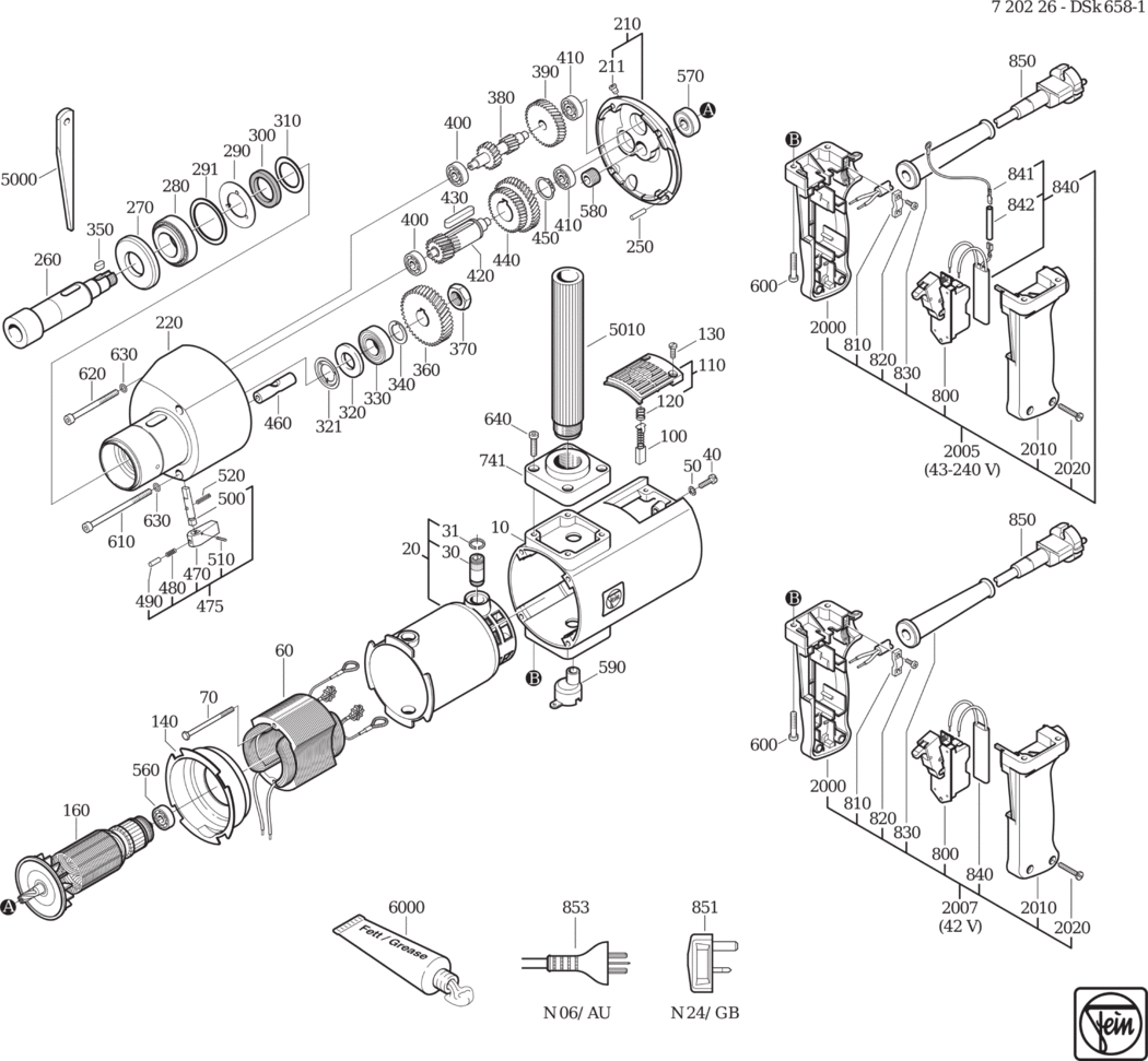 Fein DSk 658-1 ⡐Hz 240V) / 72022600244 Spare Parts