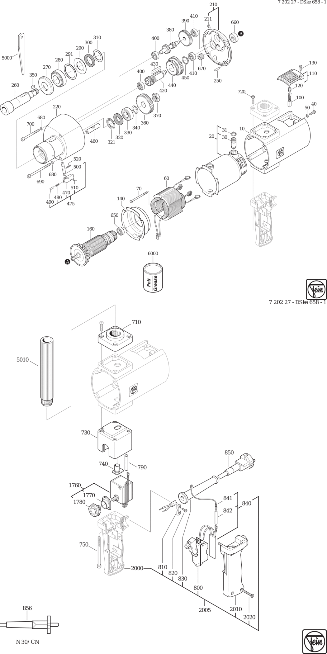 Fein DSke 658-1 ⡐Hz 230V) / 72022700228 Spare Parts