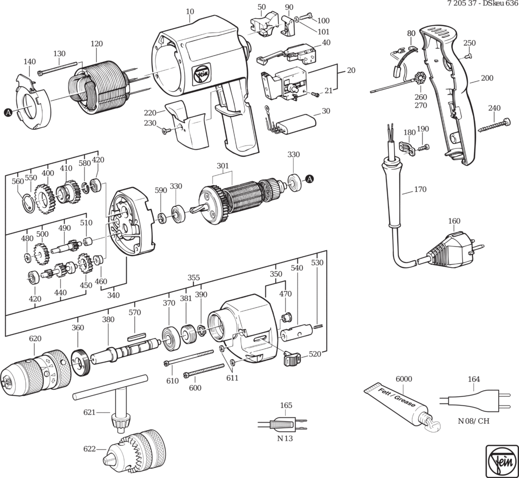 Fein DSkeu 636 Kinetik ⡐/60Hz 220/230V) / 72053700225 Spare Parts