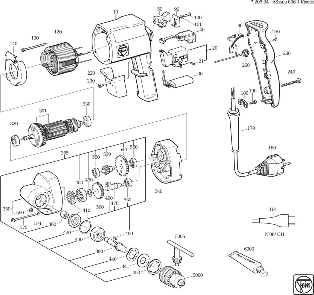 Fein ASzxeu 636-1 ⡐/60Hz 220/230V) / 72053400220 Spare Parts