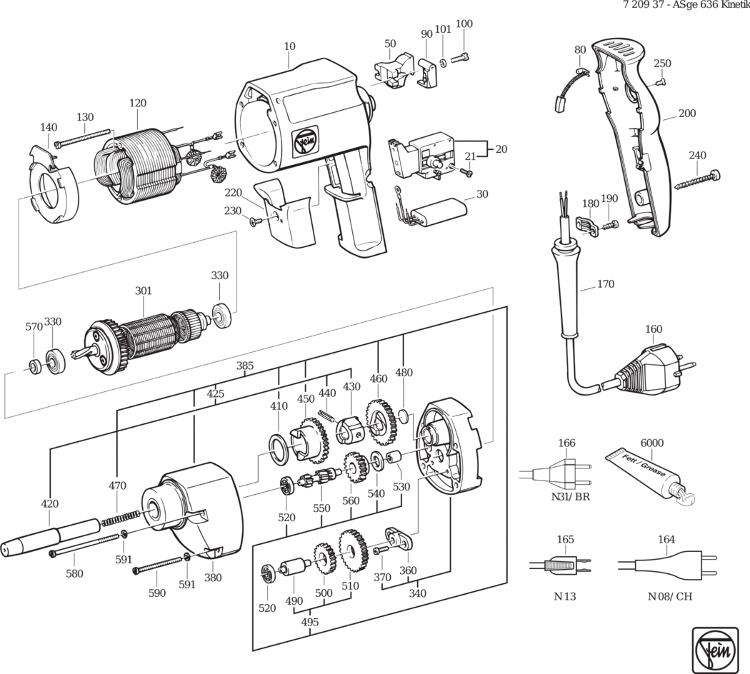 Fein ASge 636 ⡐/60Hz 220/230V) / 72093700224 Spare Parts