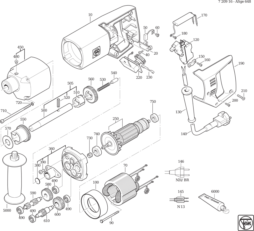 Fein ASge 648 ⡐Hz 230V) / 72091600223 Spare Parts