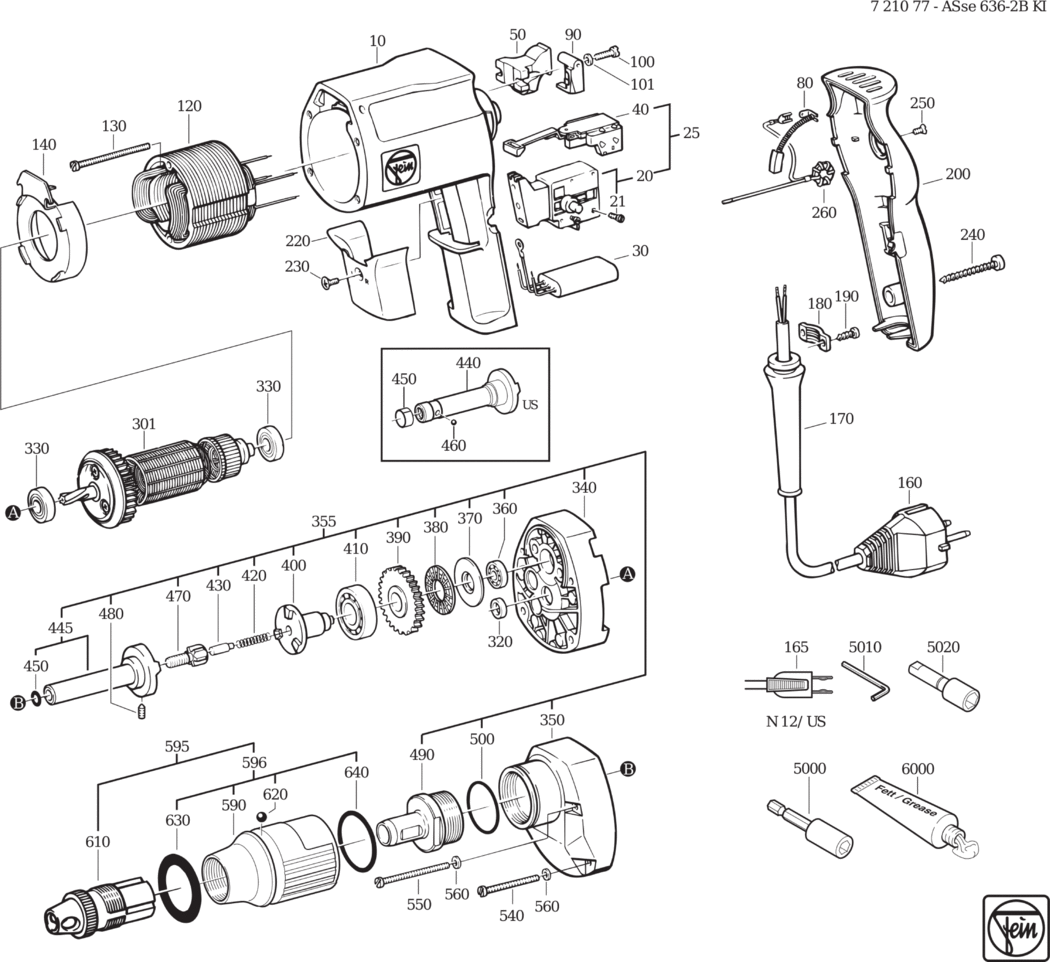 Fein ASse 636-2 b Kinetik ⡐Hz 230V) / 72107700220 Spare Parts