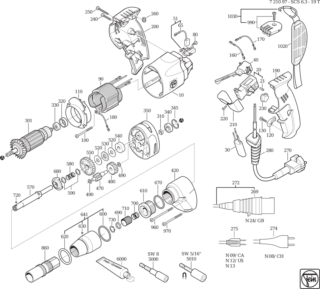 Fein SCS 6.3-19 T ⡐/60Hz 230V) / 72109700234 Spare Parts