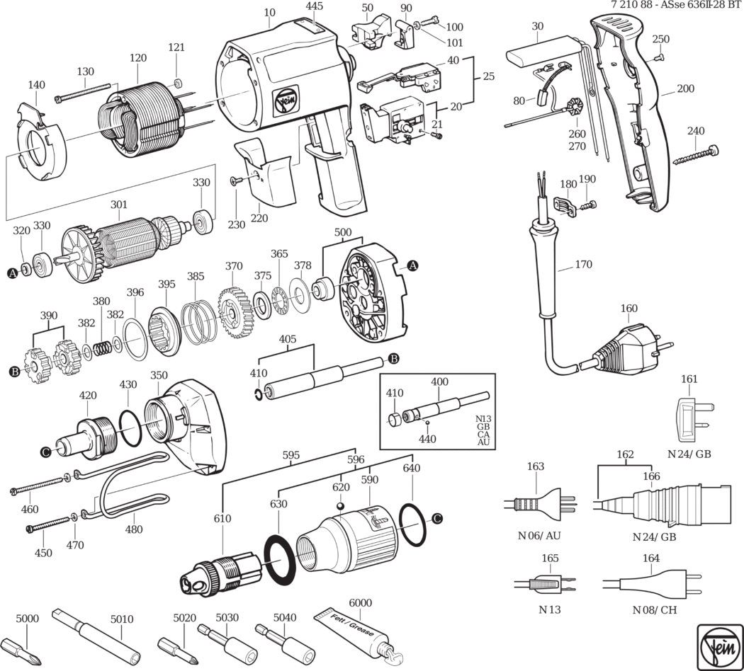 Fein ASse 636 II-28 bT ⡐/60Hz 110V) / 72108824115 Spare Parts