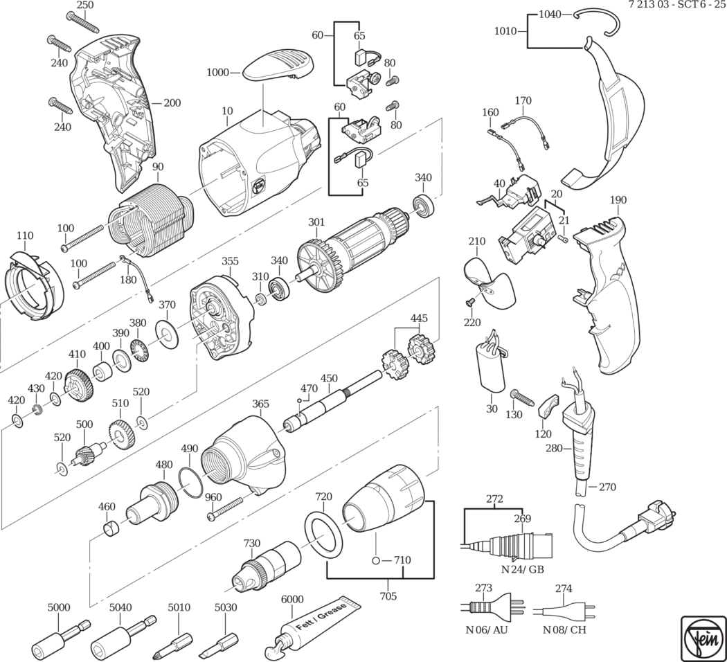 Fein SCT 6-25 ⡐Hz 230V) / 72130300233 Spare Parts