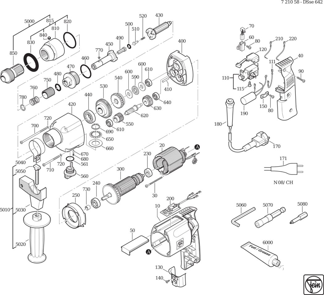 Fein DSse 642 ⡐Hz 230V) / 72105800220 Spare Parts