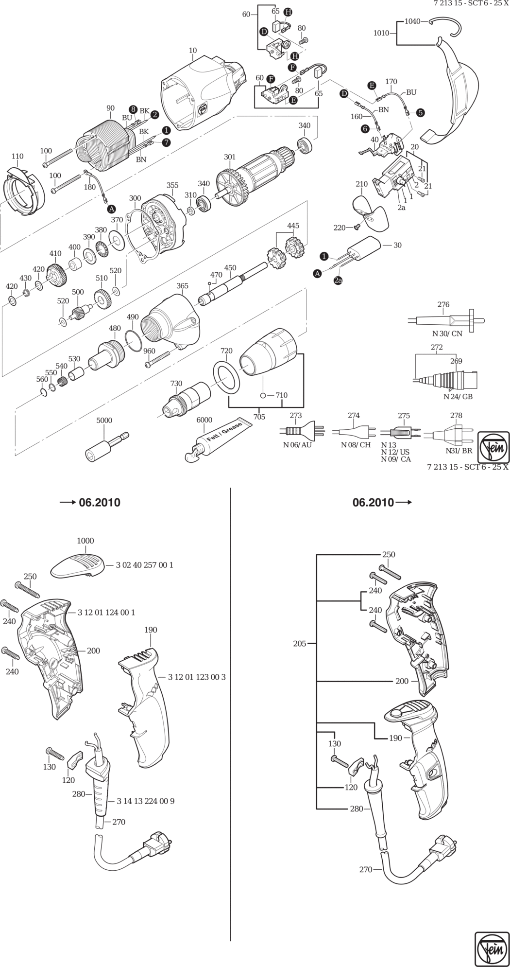 Fein SCT 6-25 X ⡐Hz 110V) / 72131524110 Spare Parts