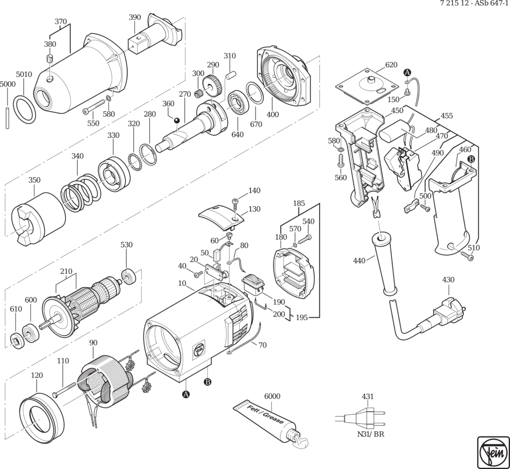 Fein ASb 647-1 ⡐/60Hz 220/230V) / 72151200222 Spare Parts