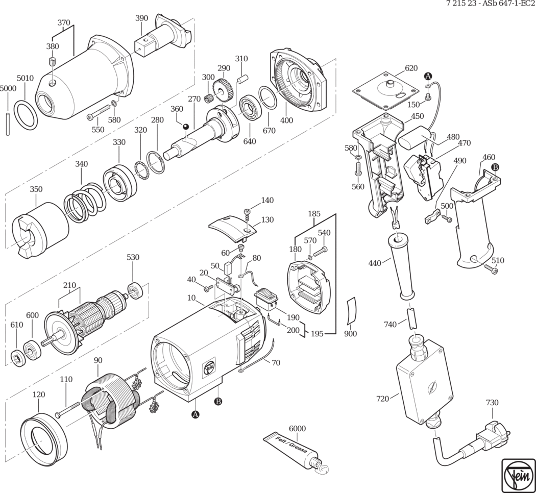 Fein ASb 647-1-EC 2 ⡐/60Hz 220/230V) / 72152300222 Spare Parts