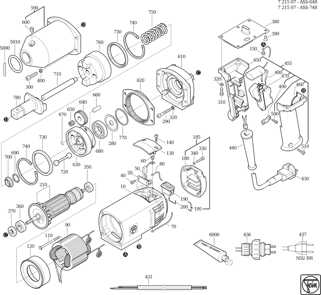 Fein ASb 648 ⡐/60Hz 220/230V) / 72150700220 Spare Parts