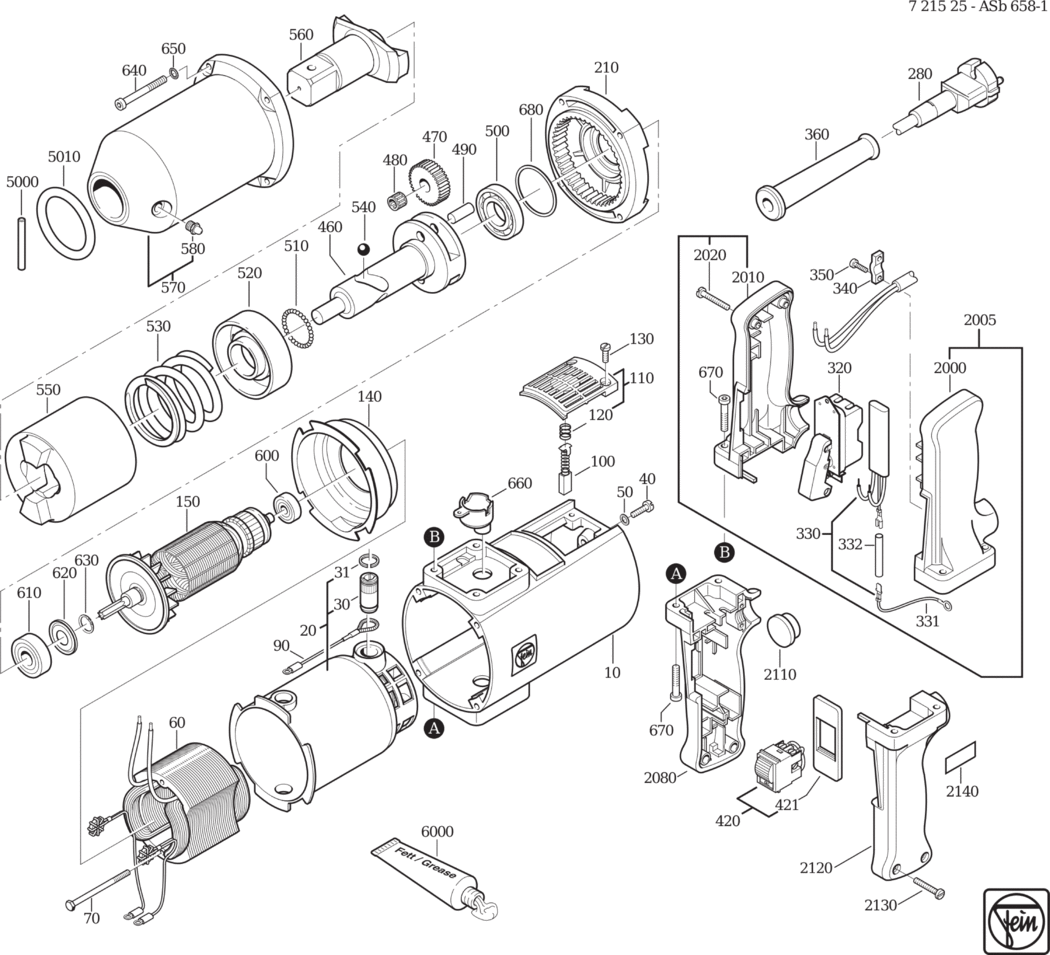 Fein ASb 658-1 ⡐/60Hz 220/230V) / 72152500224 Spare Parts