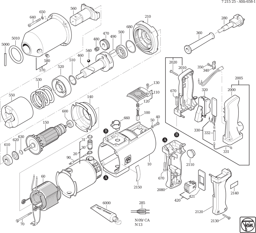 Fein ASb 658-1 ⡐Hz 110V) / 72152500114 Spare Parts