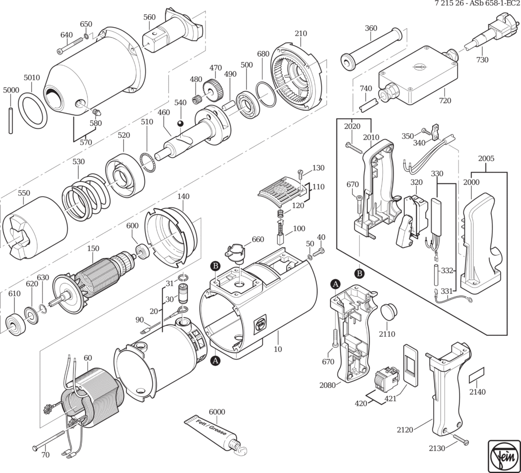 Fein ASb 658-1 EC 2 ⡐/60Hz 220/230V) / 72152600227 Spare Parts