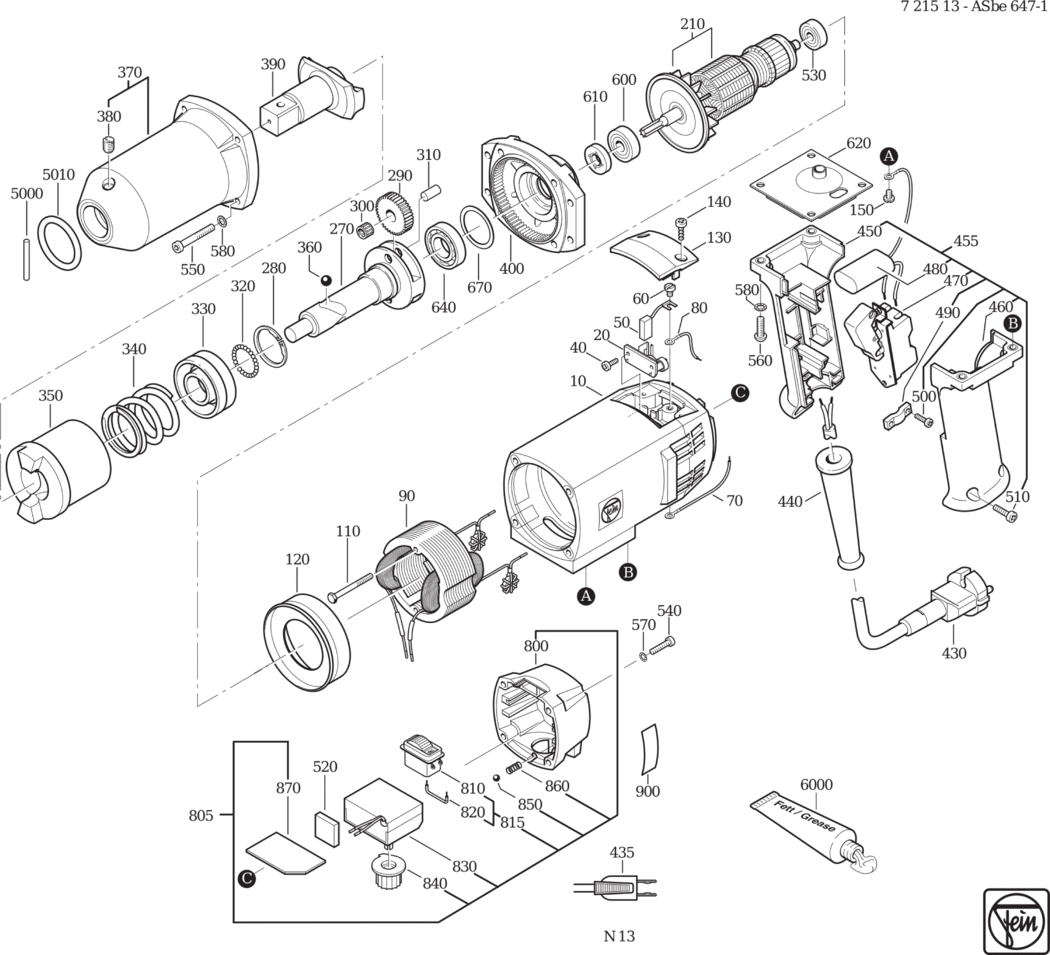 Fein ASbe 647-1 ⡐Hz 110V) / 72151300118 Spare Parts