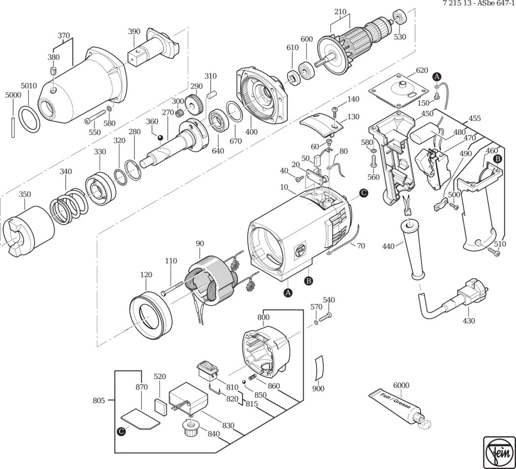 Fein ASbe 647-1 ⡐Hz 230V) / 72151300228 Spare Parts