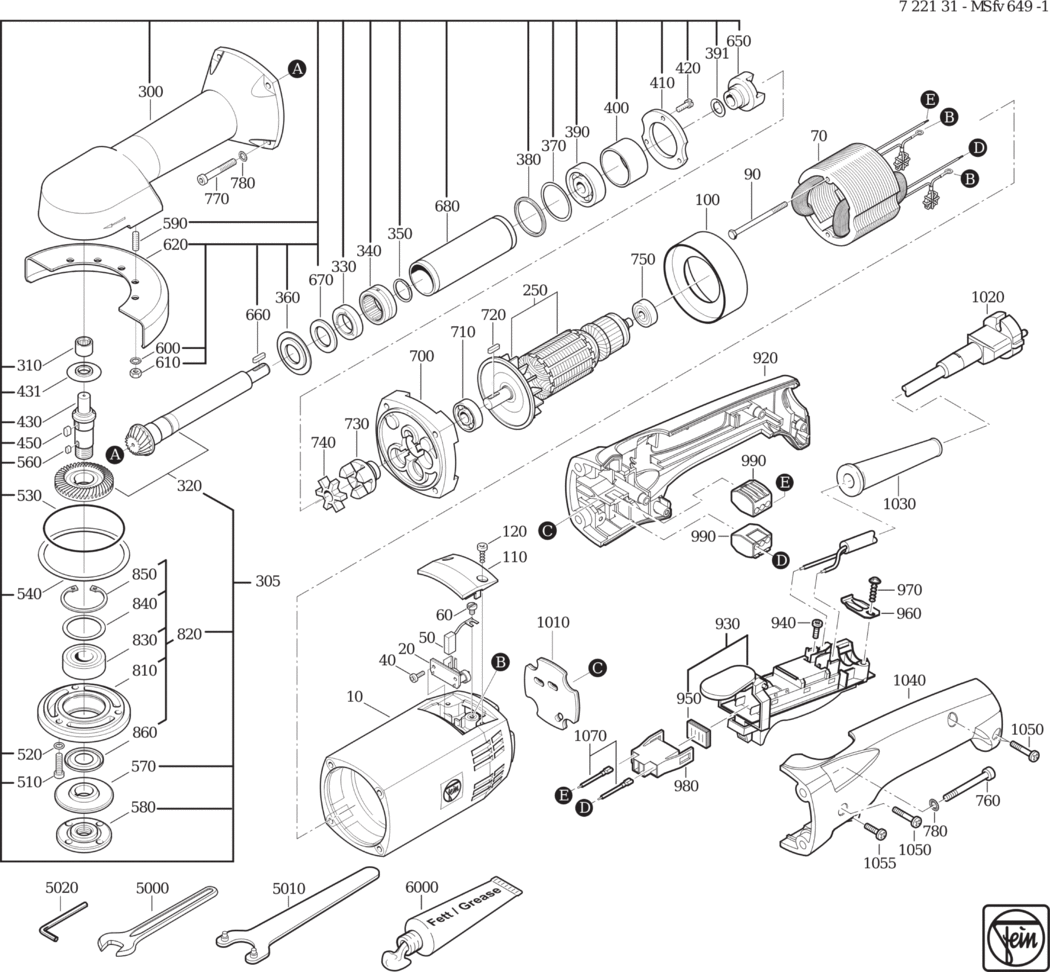 Fein MSfv 649-1 ⡐/60Hz 220/230V) / 72213100230 Spare Parts