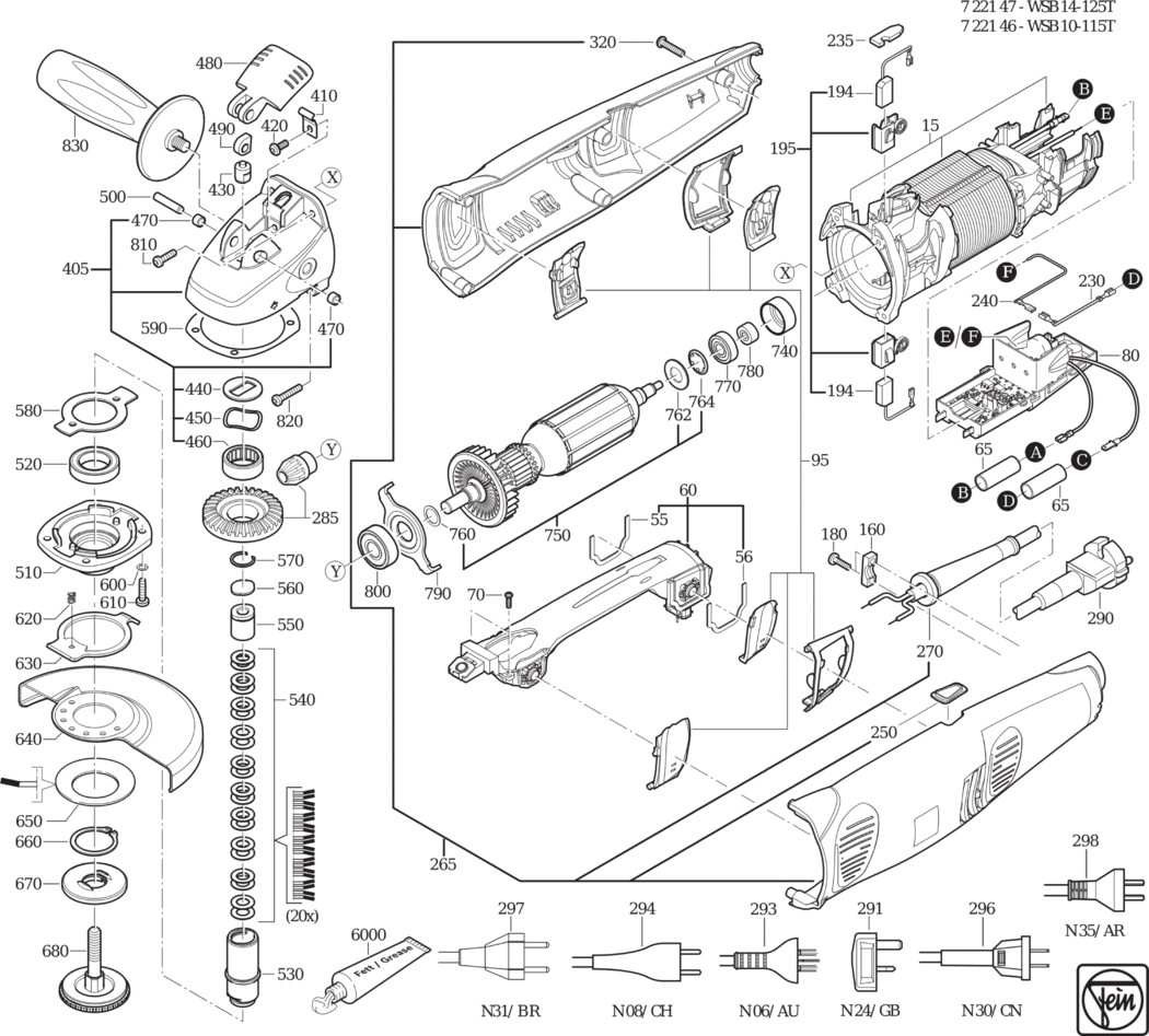 Fein WSB 10-115 T ⡐/60Hz 220/230V) / 72214600230 Spare Parts