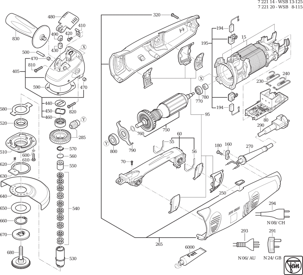 Fein WSB 13-125 ⡐/60Hz 230V) / 72211424230 Spare Parts