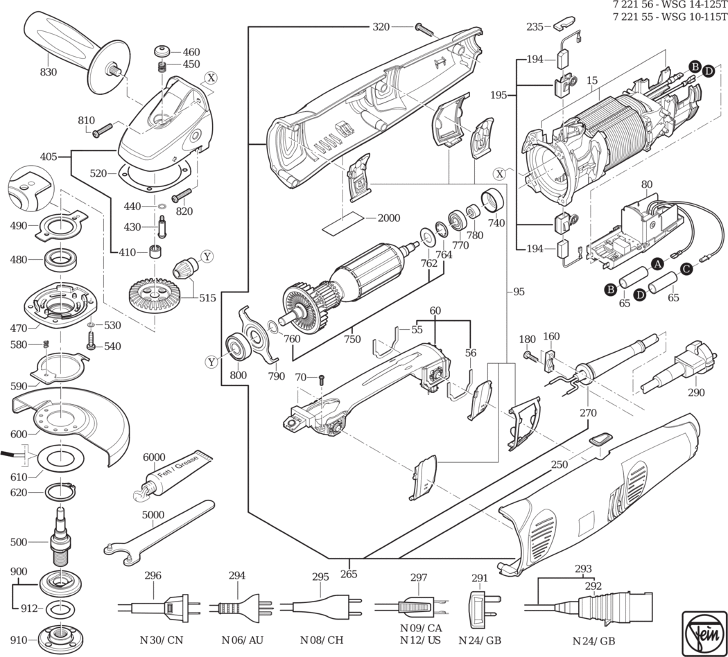 Fein WSG 10-115 T ⡐Hz 110V) / 72215524110 Spare Parts