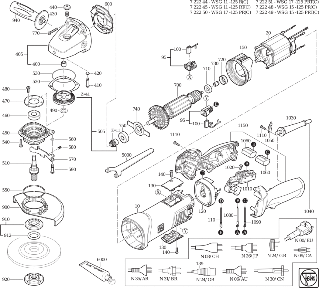 Fein WSG 15-125 PR ʌ) / 72224800230 Spare Parts