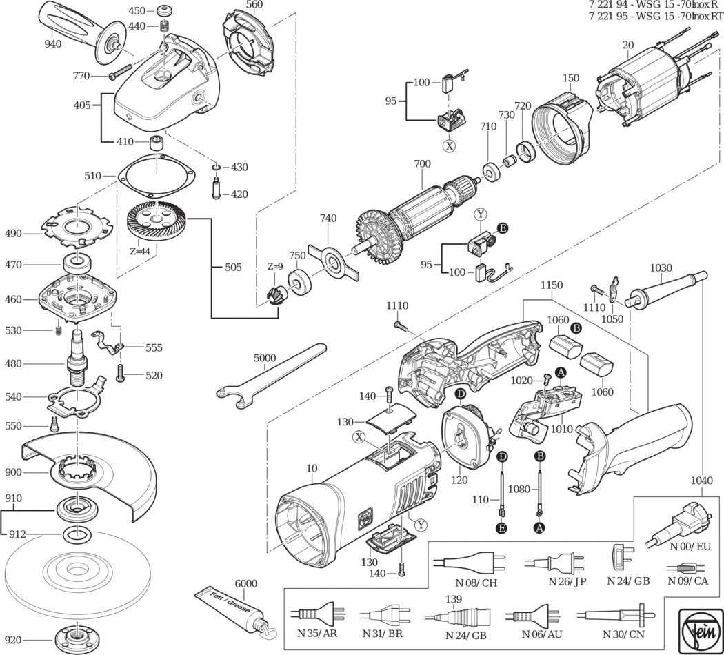 Fein WSG 15-70 Inox R ⡐/60Hz 220/230V) / 72219400230 Spare Parts