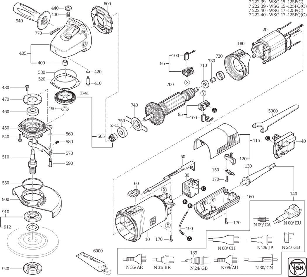 Fein WSG 17-125 P ʌ) / 72224000230 Spare Parts