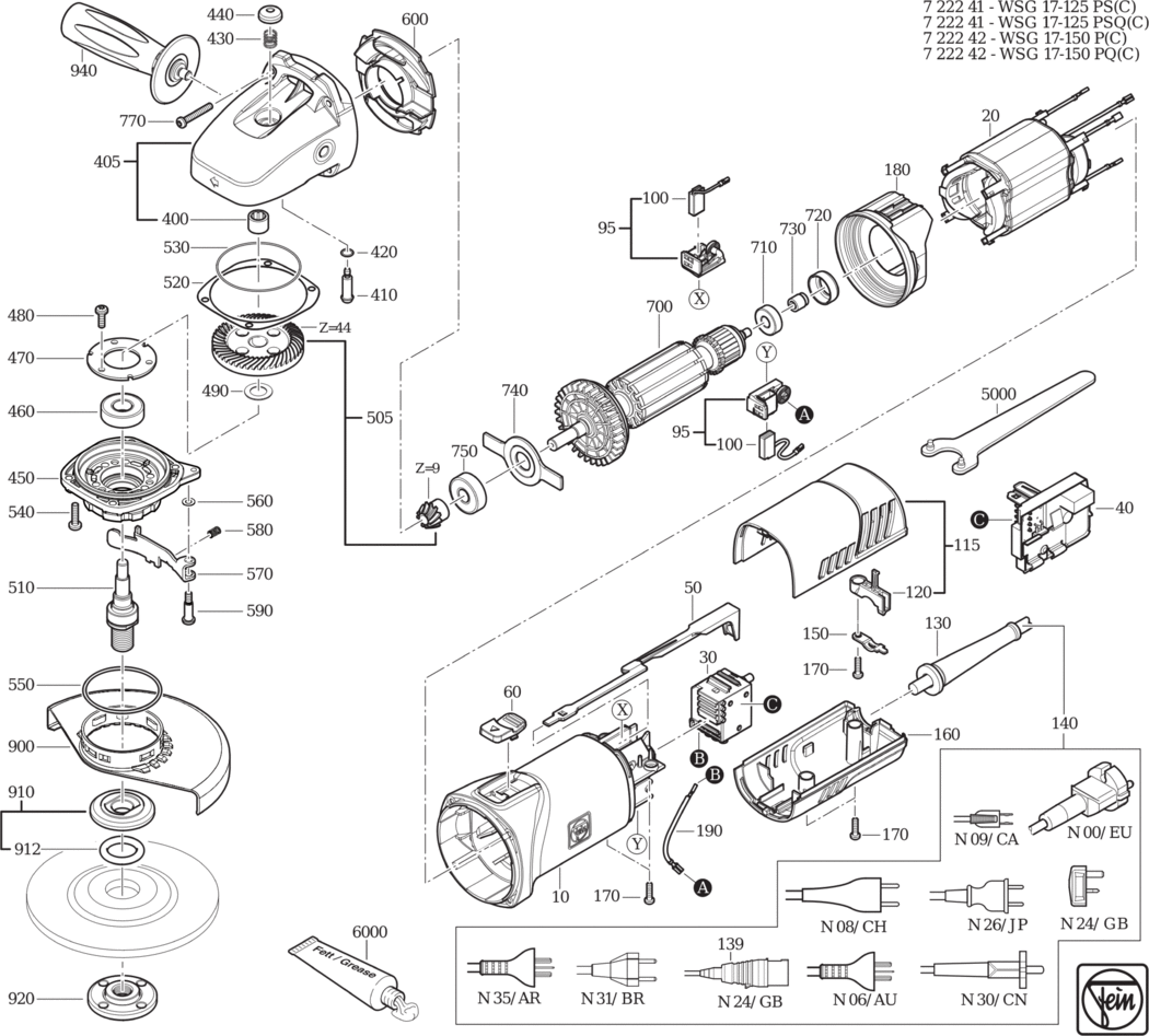 Fein WSG 17-125 PS ʌ) / 72224100230 Spare Parts