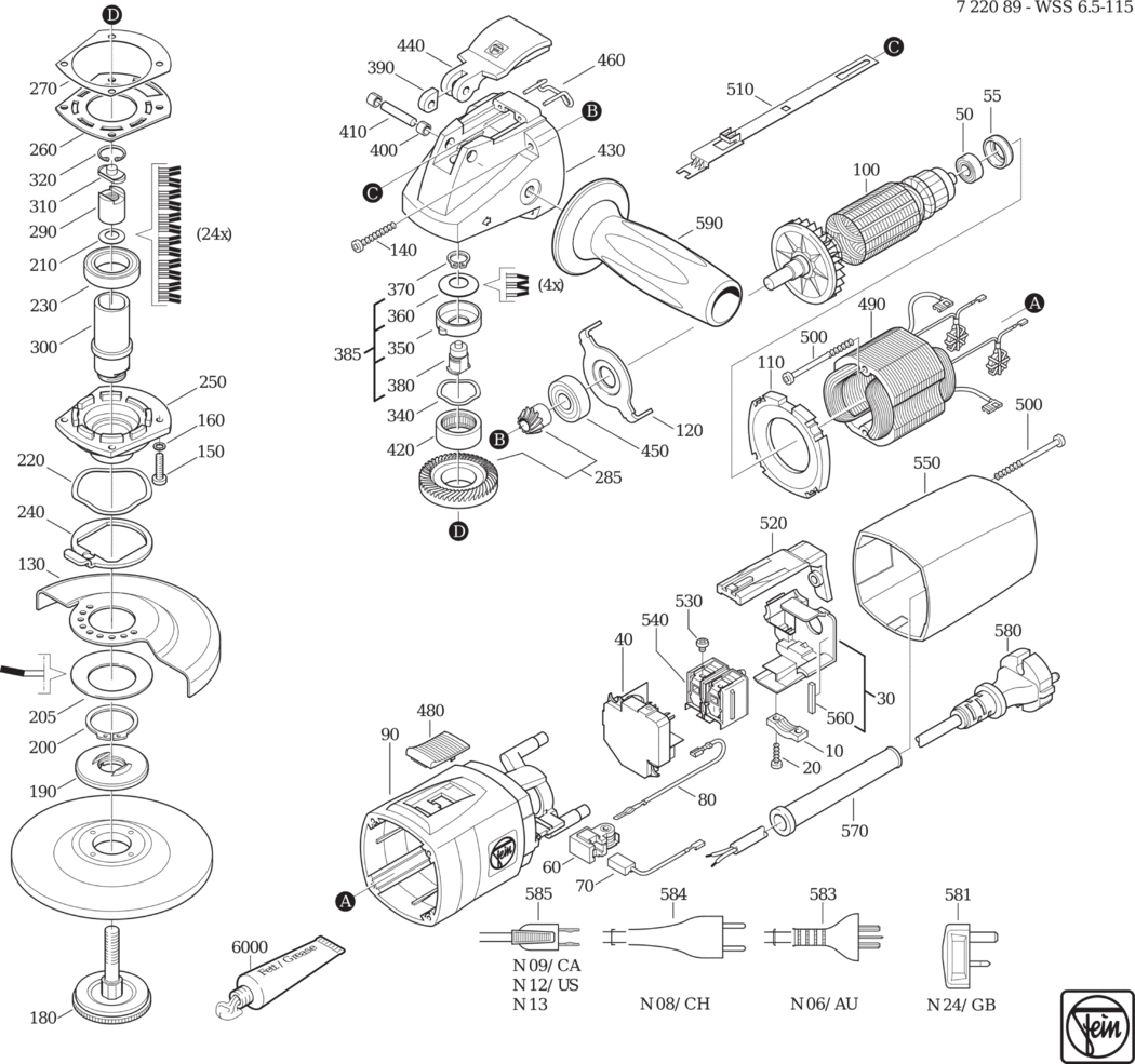 Fein WSS 6.5-115 ⡐Hz 110V) / 72208900118 Spare Parts