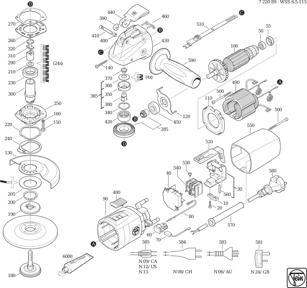 Fein WSS 6.5-115 ⡐Hz 230V) / 72208924236 Spare Parts