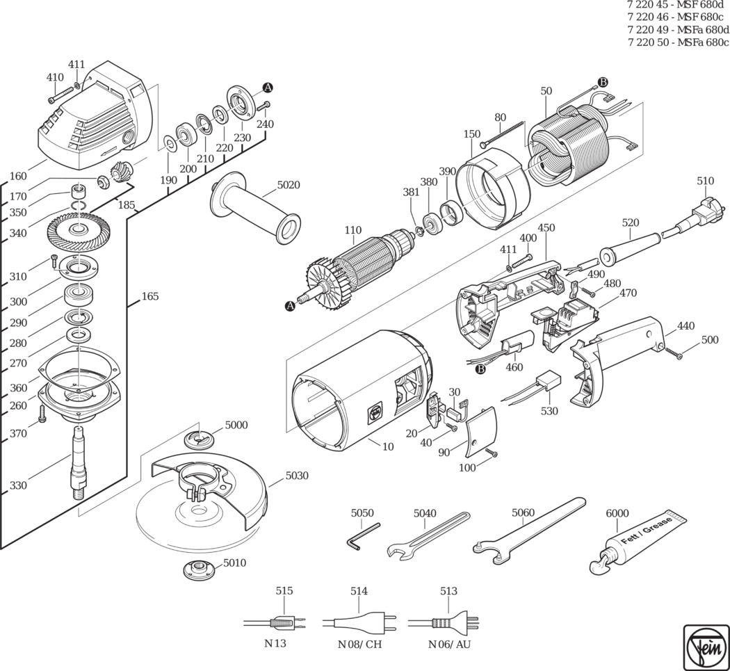 Fein MSf 680C ⡐/60Hz 230V) / 72204600226 Spare Parts